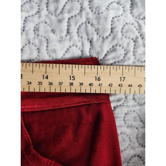 Alice + Olivia Low Rise Slim Fit Red Velvet Pants 10 - Picture 7 of 9